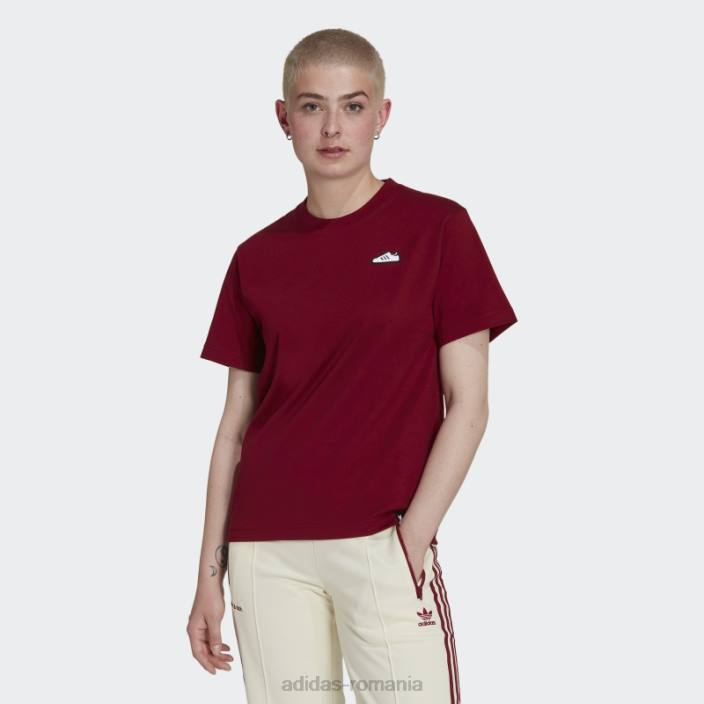 Adidas tricou cu broderie burgundy femei Burgundia 2JBN2849