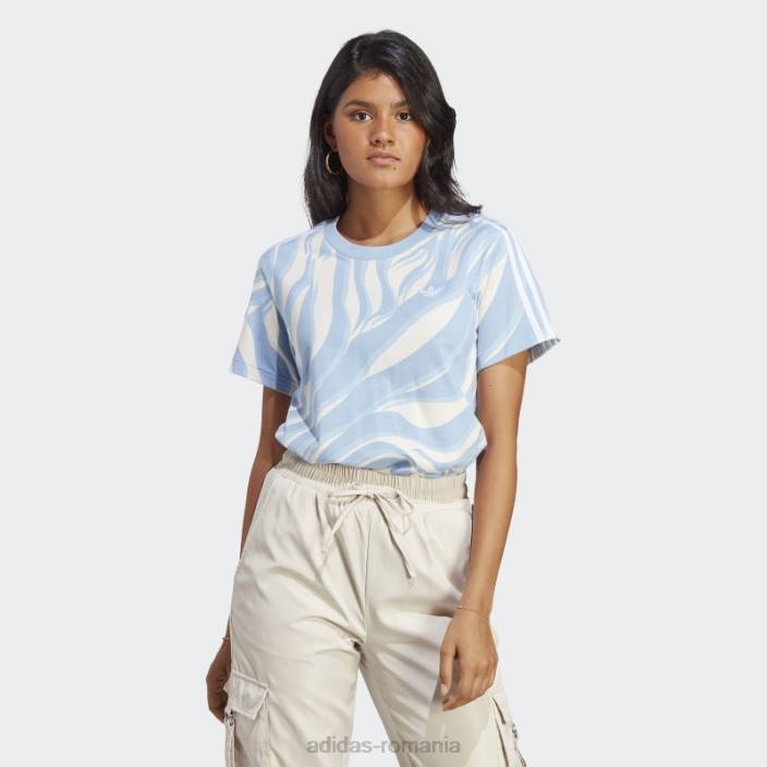 Adidas tricou cu imprimeu animal abstract, ambient sky femei cerul ambiental 2JBN9187