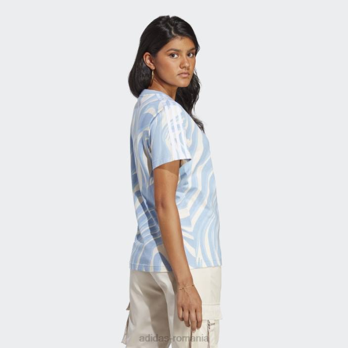 Adidas tricou cu imprimeu animal abstract, ambient sky femei cerul ambiental 2JBN9187