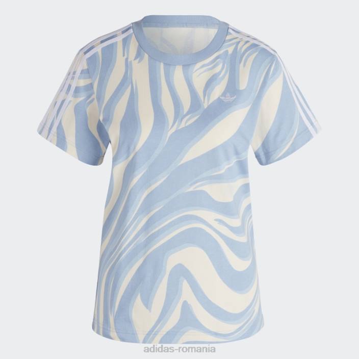 Adidas tricou cu imprimeu animal abstract, ambient sky femei cerul ambiental 2JBN9187