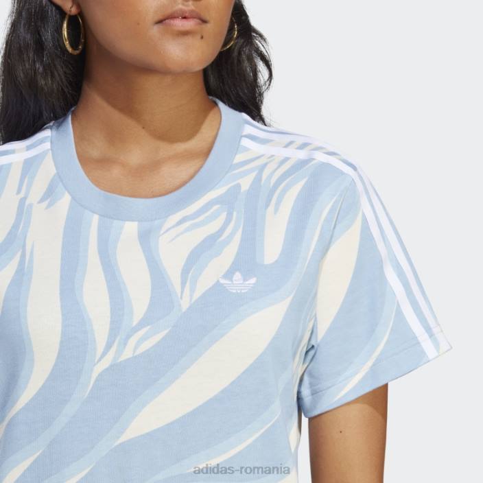 Adidas tricou cu imprimeu animal abstract, ambient sky femei cerul ambiental 2JBN9187