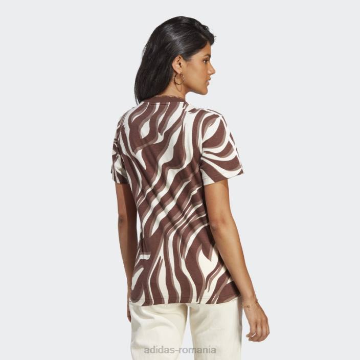 Adidas tricou cu imprimeu animal abstract peste tot auburn femei castaniu 2JBN9050