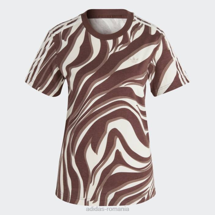 Adidas tricou cu imprimeu animal abstract peste tot auburn femei castaniu 2JBN9050