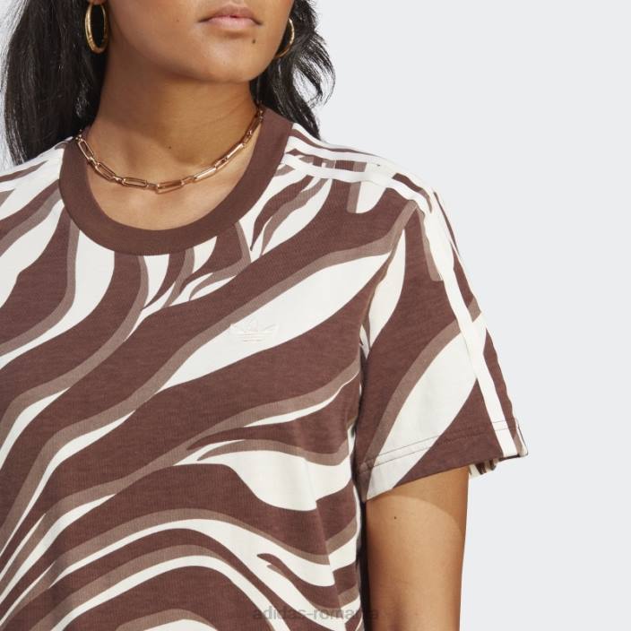 Adidas tricou cu imprimeu animal abstract peste tot auburn femei castaniu 2JBN9050