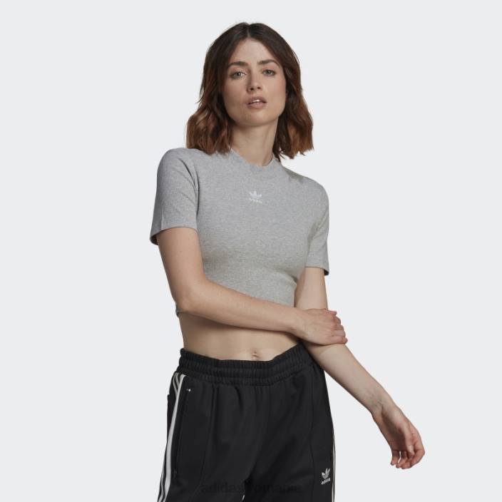 Adidas tricou decupat cu nervuri adicolor essentials gri mediu femei gri mediu 2JBN3130