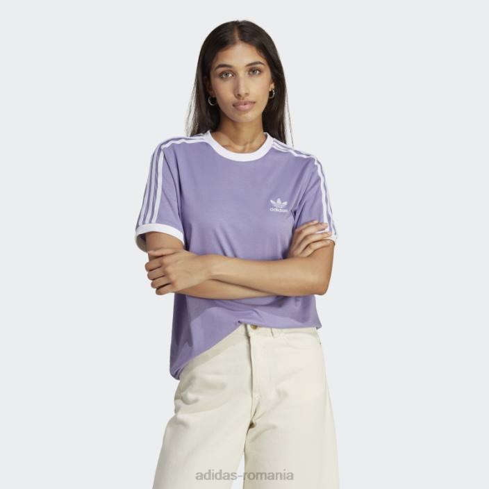 Adidas tricou lila adicolor classics cu 3 dungi femei liliac 2JBN9604