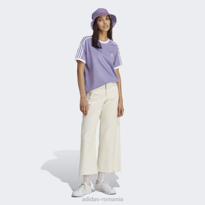 Adidas tricou lila adicolor classics cu 3 dungi femei liliac 2JBN9604