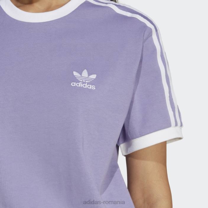Adidas tricou lila adicolor classics cu 3 dungi femei liliac 2JBN9604
