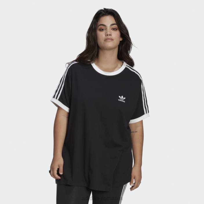 Adidas tricou negru adicolor classics cu 3 dungi (mărime plus) femei negru 2JBN16433