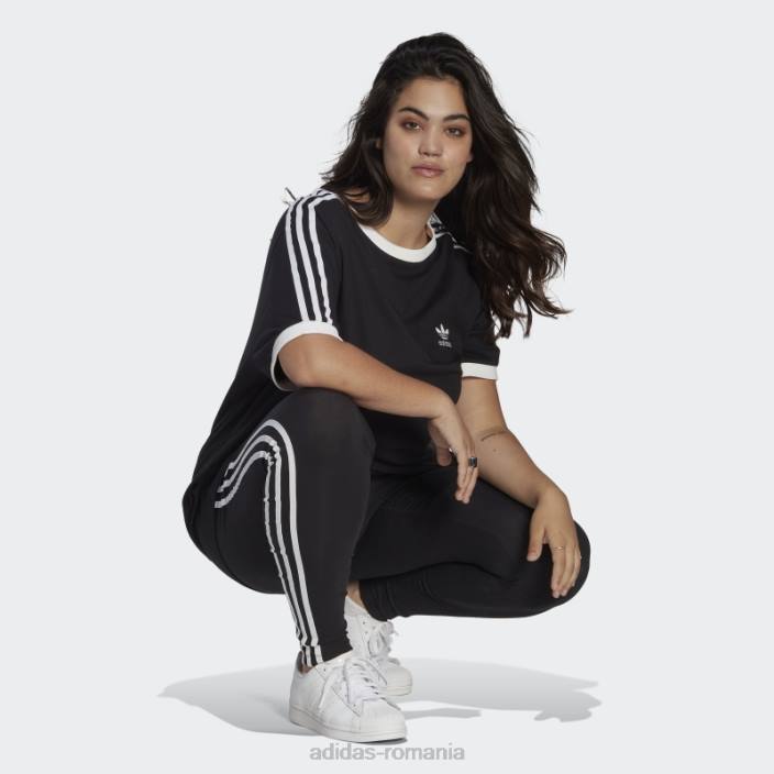 Adidas tricou negru adicolor classics cu 3 dungi (mărime plus) femei negru 2JBN16433