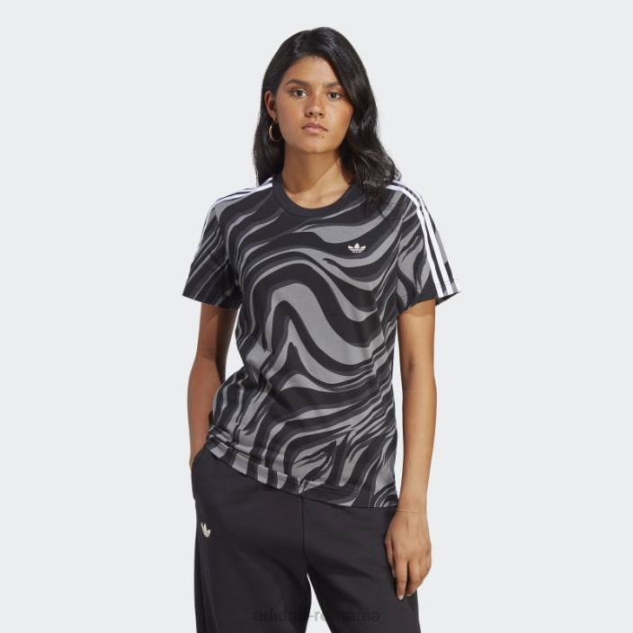 Adidas tricou negru cu imprimeu animal abstract femei negru 2JBN9053