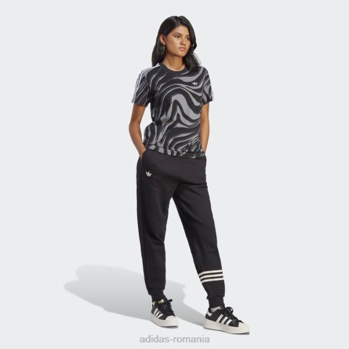 Adidas tricou negru cu imprimeu animal abstract femei negru 2JBN9053