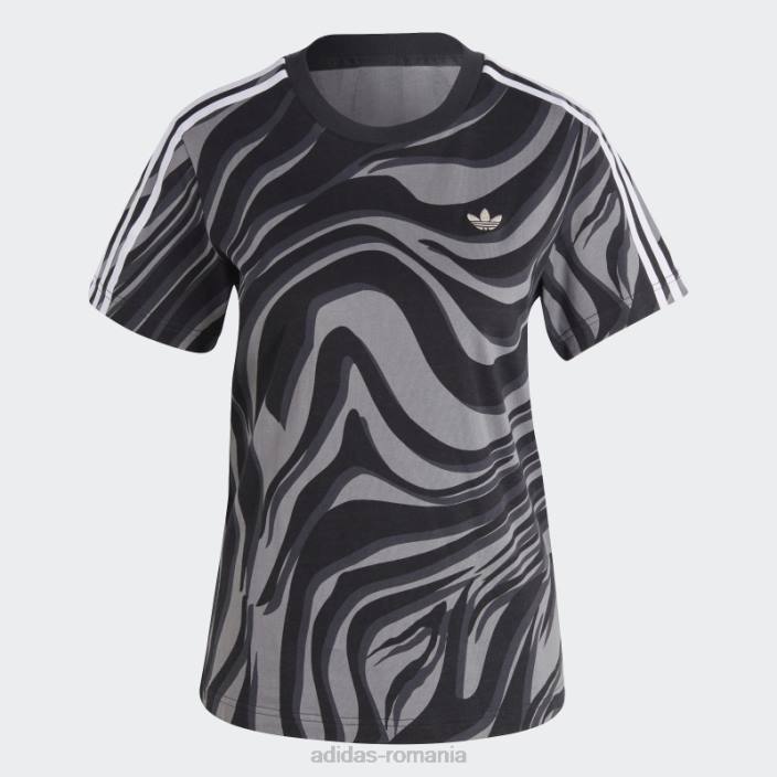 Adidas tricou negru cu imprimeu animal abstract femei negru 2JBN9053
