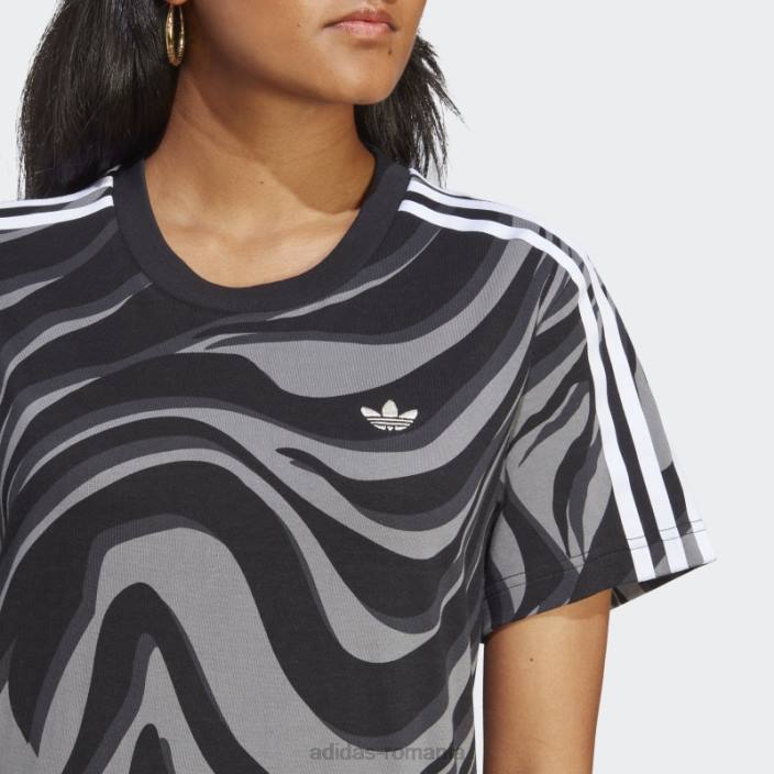 Adidas tricou negru cu imprimeu animal abstract femei negru 2JBN9053