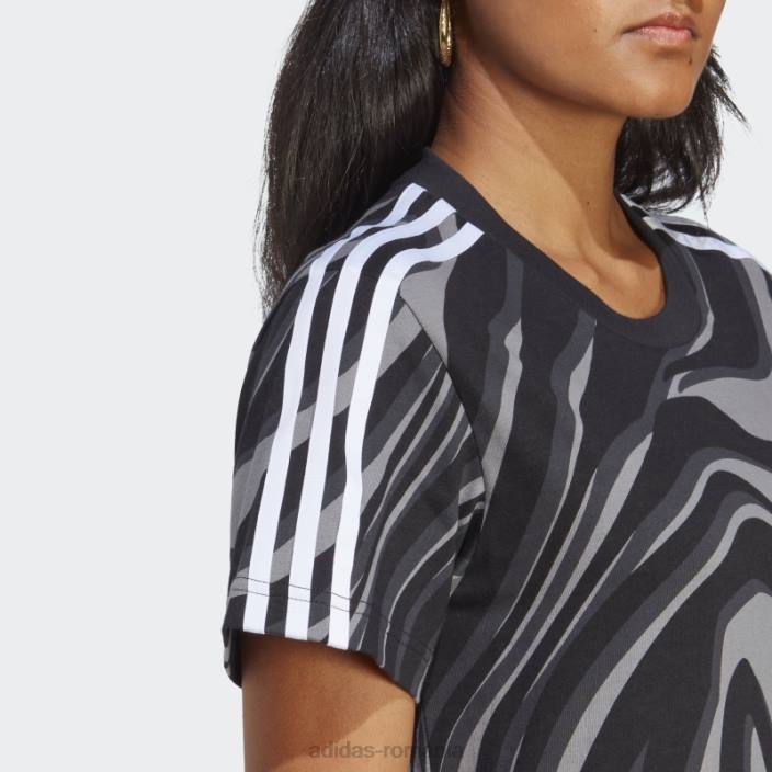 Adidas tricou negru cu imprimeu animal abstract femei negru 2JBN9053