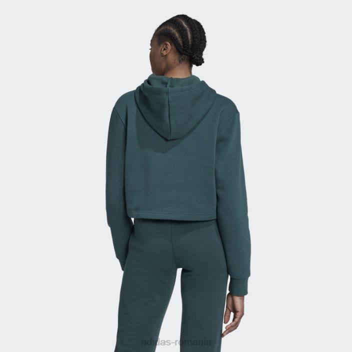 Adidas verde mineral adicolor essentials crop fleece hanorac femei verde mineral 2JBN10121