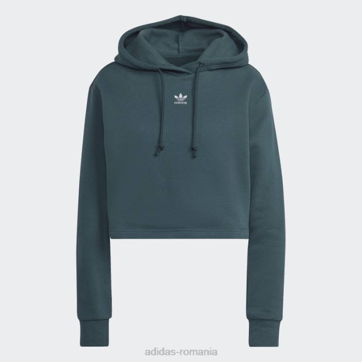 Adidas verde mineral adicolor essentials crop fleece hanorac femei verde mineral 2JBN10121