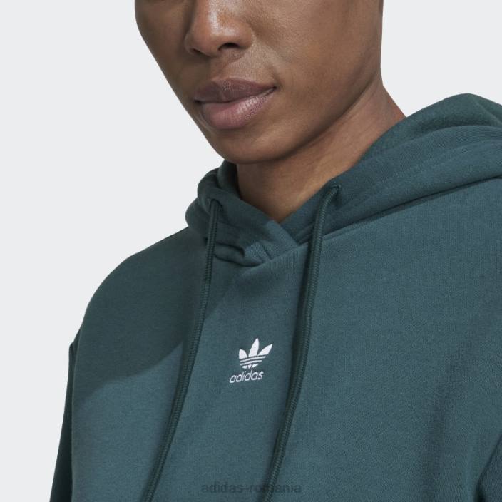 Adidas verde mineral adicolor essentials crop fleece hanorac femei verde mineral 2JBN10121
