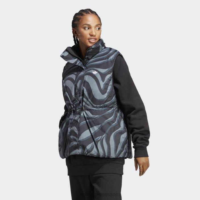 Adidas vestă neagră reversibilă cu imprimeu animal abstract femei negru 2JBN9211