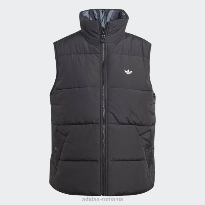 Adidas vestă neagră reversibilă cu imprimeu animal abstract femei negru 2JBN9211