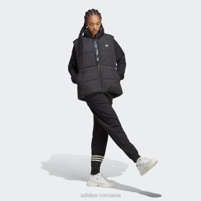 Adidas vestă neagră reversibilă cu imprimeu animal abstract femei negru 2JBN9211