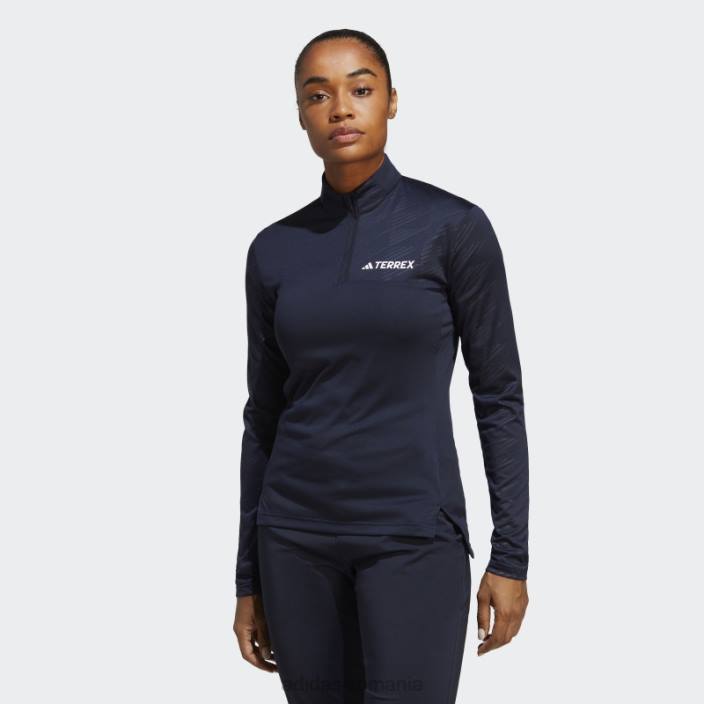 Adidas T-shirt cu mânecă lungă cu jumătate de fermoar terrex cu cerneală femei cerneală 2JBN9986