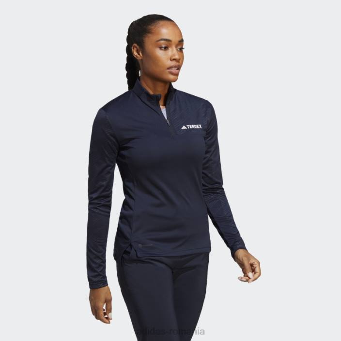 Adidas T-shirt cu mânecă lungă cu jumătate de fermoar terrex cu cerneală femei cerneală 2JBN9986