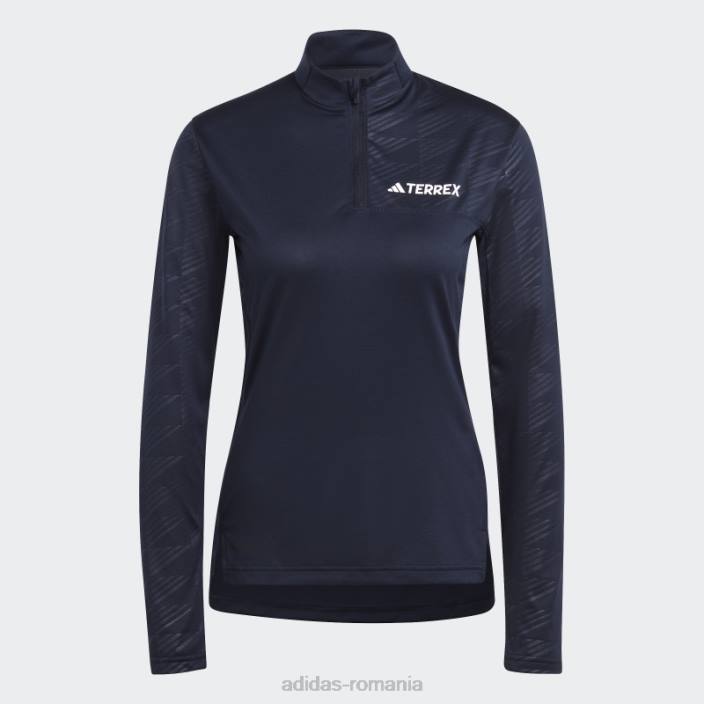 Adidas T-shirt cu mânecă lungă cu jumătate de fermoar terrex cu cerneală femei cerneală 2JBN9986