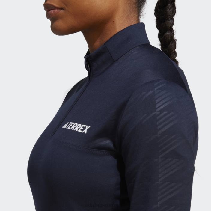 Adidas T-shirt cu mânecă lungă cu jumătate de fermoar terrex cu cerneală femei cerneală 2JBN9986
