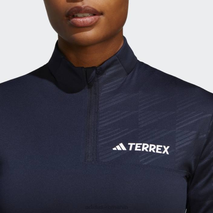 Adidas T-shirt cu mânecă lungă cu jumătate de fermoar terrex cu cerneală femei cerneală 2JBN9986
