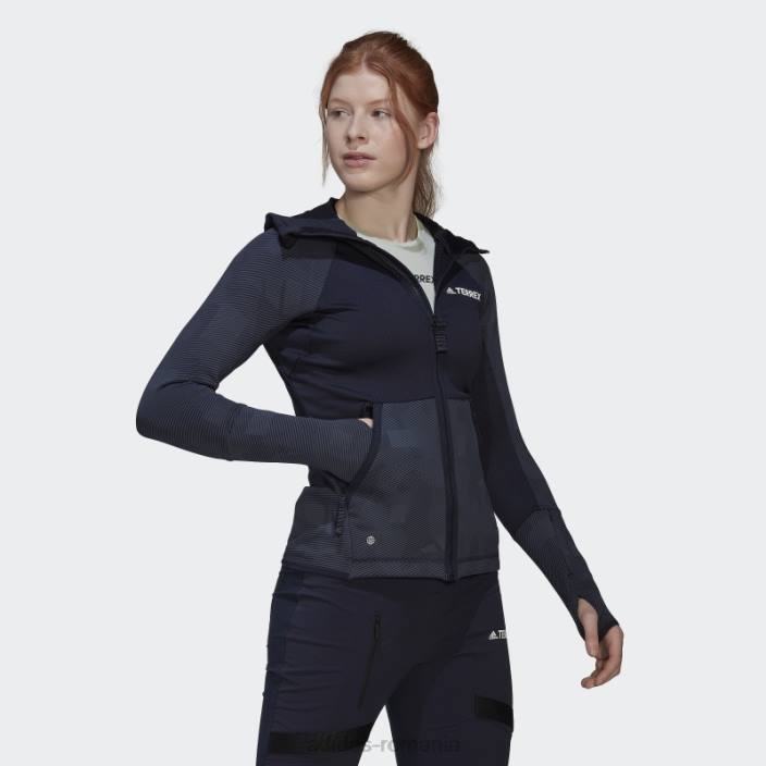 Adidas Terrex tech flooce cu glugă pentru drumeții jachetă fleece cerneală femei cerneală 2JBN10454