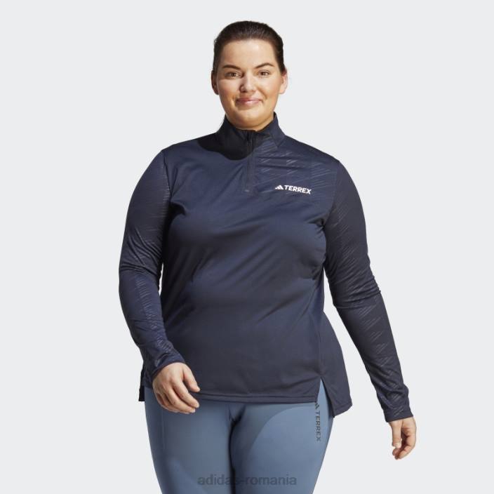 Adidas Top cu mânecă lungă cu jumătate de fermoar multiplu ink Terrex (mărime plus) femei cerneală 2JBN17242