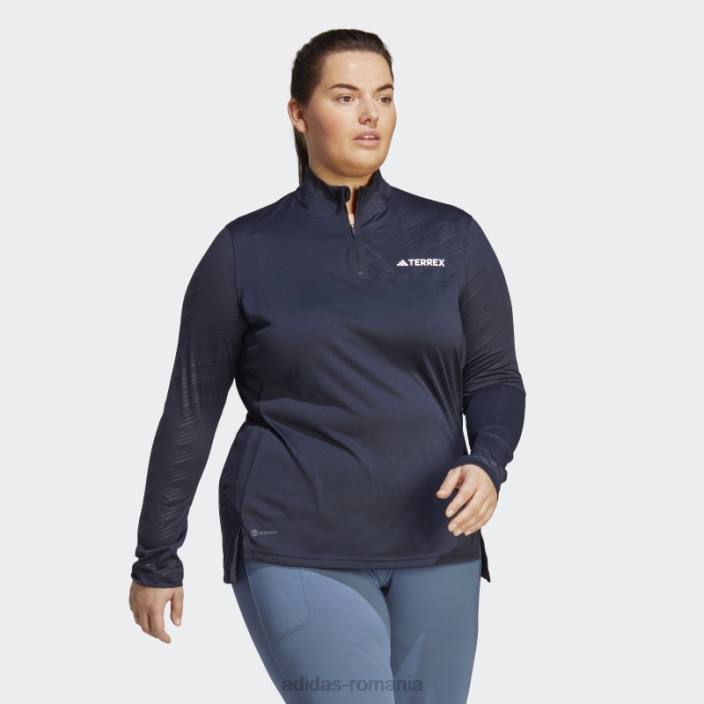 Adidas Top cu mânecă lungă cu jumătate de fermoar multiplu ink Terrex (mărime plus) femei cerneală 2JBN17242