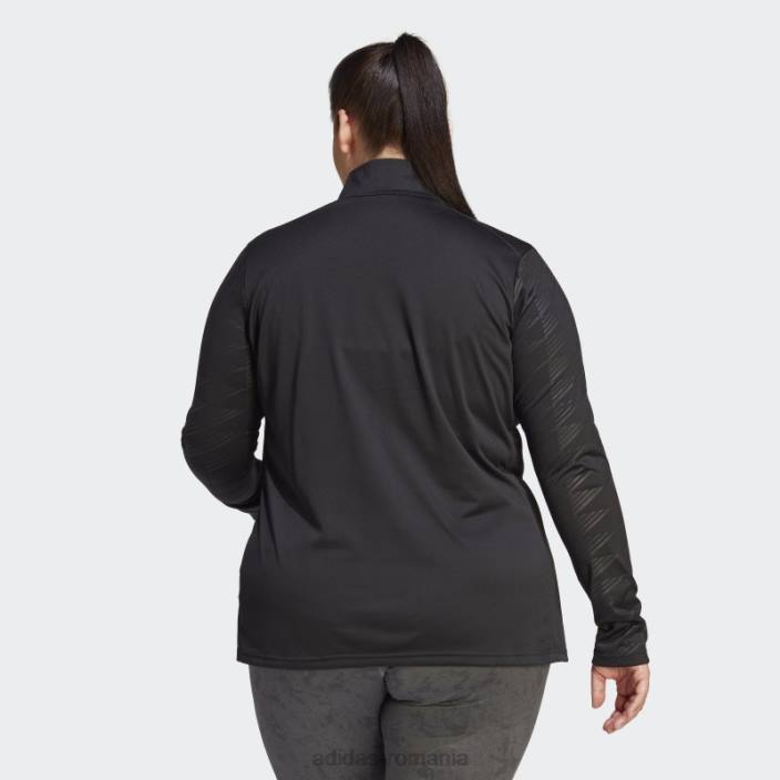 Adidas Top cu mânecă lungă cu jumătate de fermoar terrex (plus mărime) negru femei negru 2JBN16813