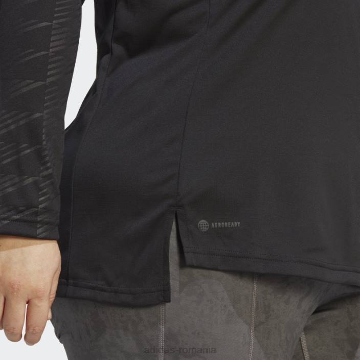 Adidas Top cu mânecă lungă cu jumătate de fermoar terrex (plus mărime) negru femei negru 2JBN16813
