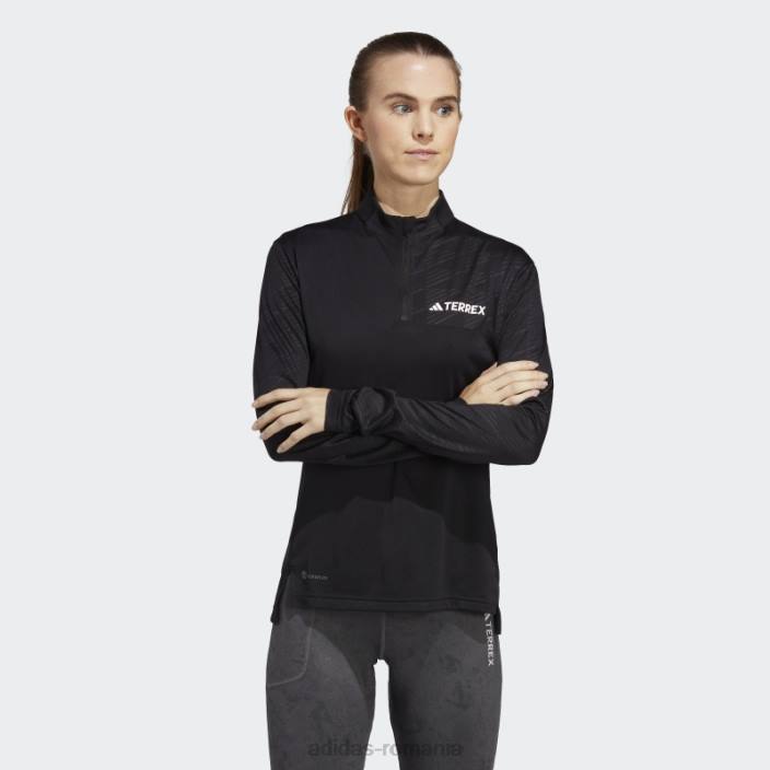 Adidas Top negru cu mânecă lungă cu jumătate de fermoar terrex femei negru 2JBN17252
