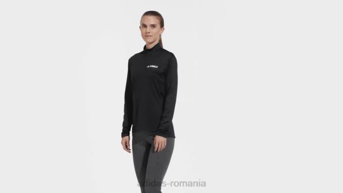 Adidas Top negru cu mânecă lungă cu jumătate de fermoar terrex femei negru 2JBN17252