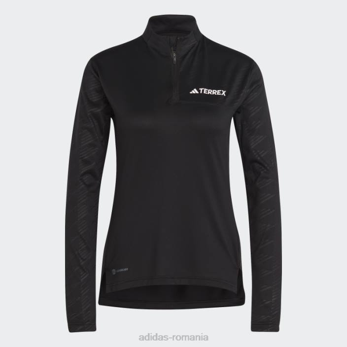 Adidas Top negru cu mânecă lungă cu jumătate de fermoar terrex femei negru 2JBN17252