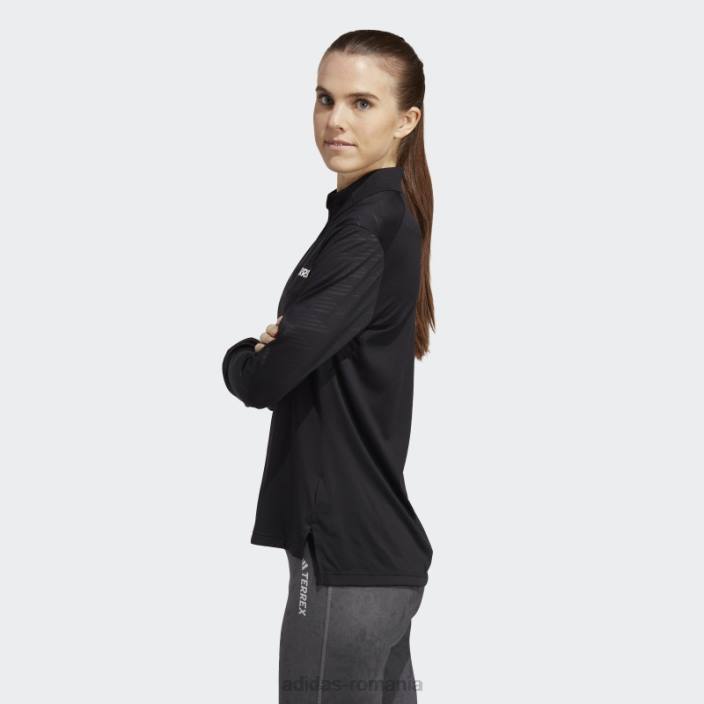 Adidas Tricou negru cu mânecă lungă cu jumătate de fermoar terrex femei negru 2JBN9913