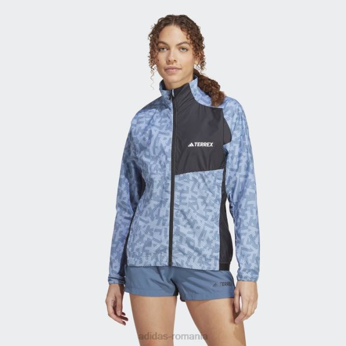 Adidas geacă de vânt terrex trail running albastru zori femei albastru zori/oțel 2JBN10021