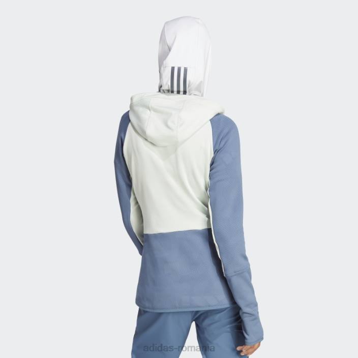 Adidas geacă fleece pentru drumeții cu glugă terrex tech flooce verde femei verde/otel 2JBN10153