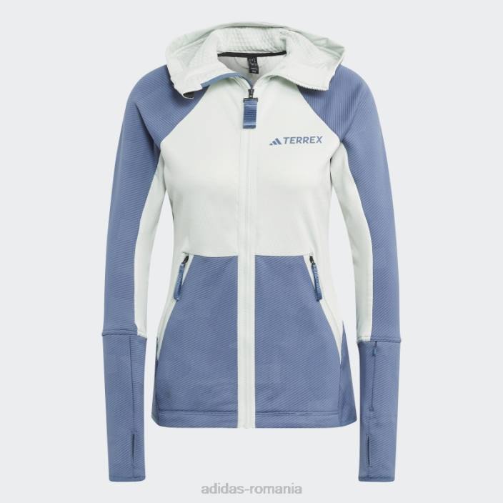 Adidas geacă fleece pentru drumeții cu glugă terrex tech flooce verde femei verde/otel 2JBN10153