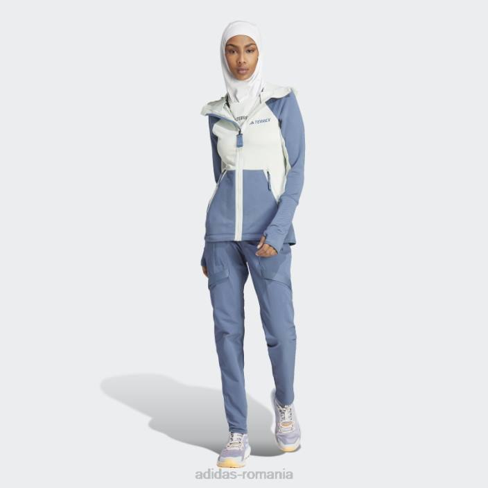 Adidas geacă fleece pentru drumeții cu glugă terrex tech flooce verde femei verde/otel 2JBN16784