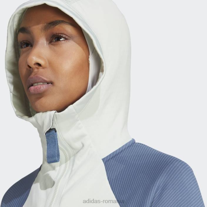 Adidas geacă fleece pentru drumeții cu glugă terrex tech flooce verde femei verde/otel 2JBN16784