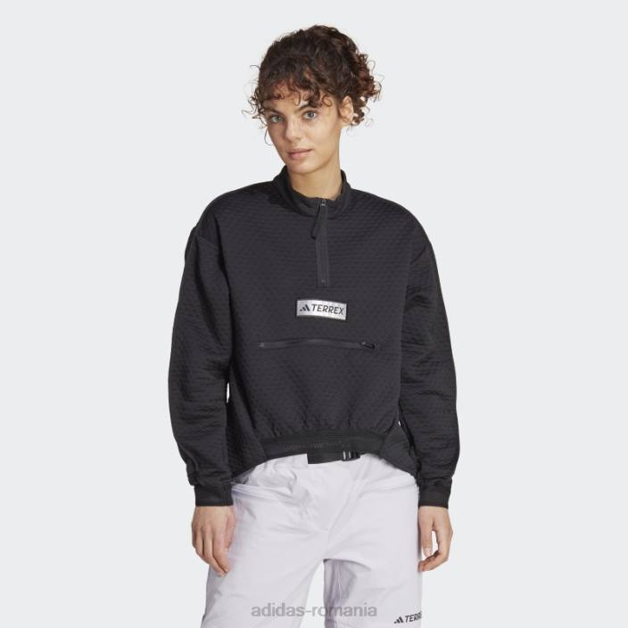 Adidas geacă fleece terrex utilitas cu jumătate de fermoar neagră femei negru 2JBN17066
