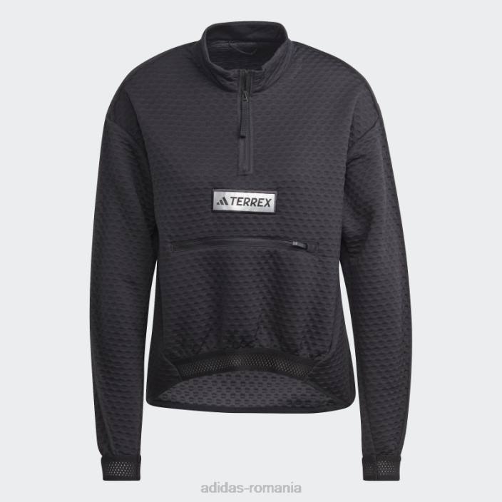 Adidas geacă fleece terrex utilitas cu jumătate de fermoar neagră femei negru 2JBN17066
