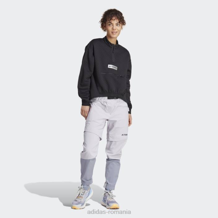Adidas geacă fleece terrex utilitas cu jumătate de fermoar neagră femei negru 2JBN17066