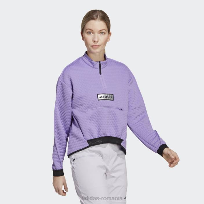 Adidas geacă fleece terrex utilitas cu jumătate de fermoar violet adidas femei violet 2JBN16770