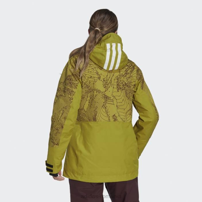 Adidas geacă grafică pentru zăpadă izolată în 2 straturi terrex olive femei măslin/maroon 2JBN17300