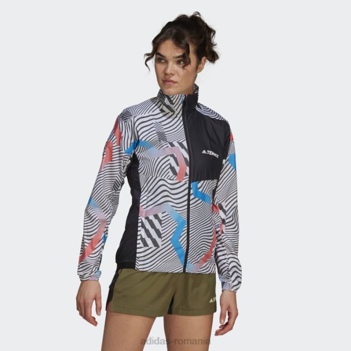 Adidas geaca de vant cu imprimeu trail running terrex alb adidas femei alb negru 2JBN10584